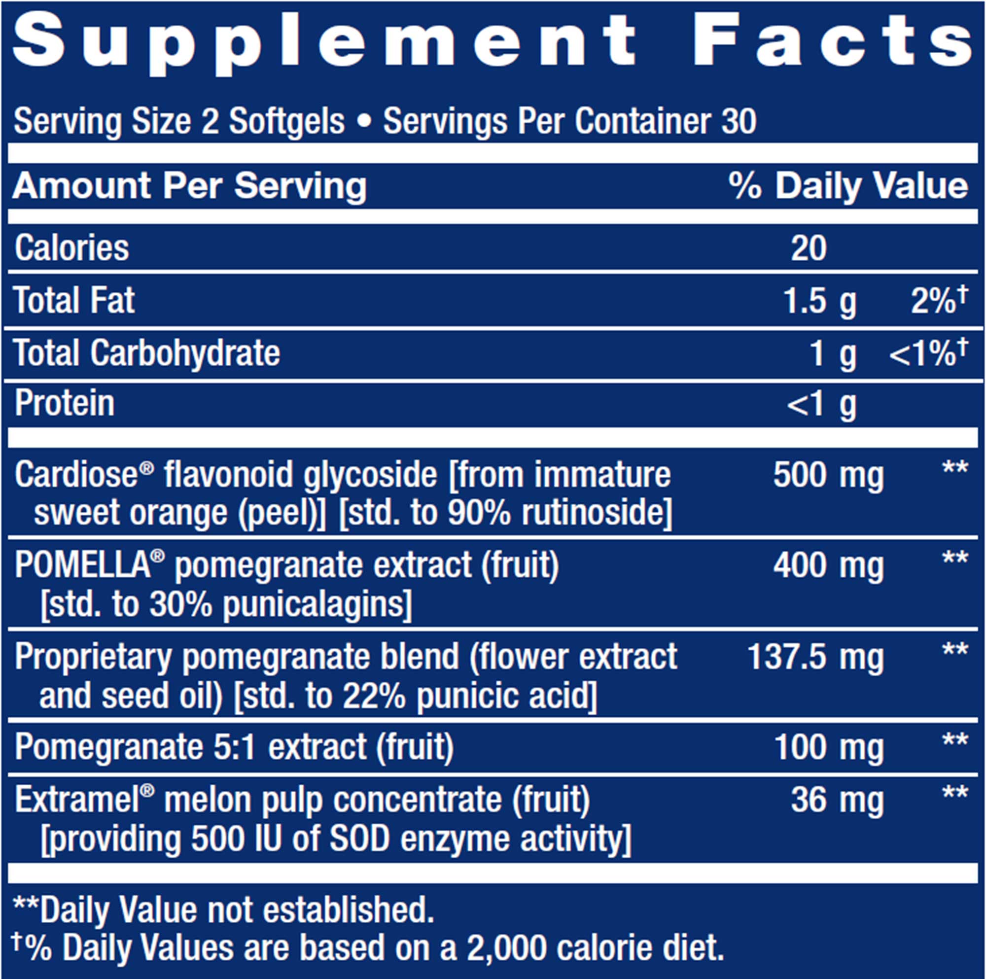 Life Extension Endothelial Defense Pomegranate Plus Ingredients