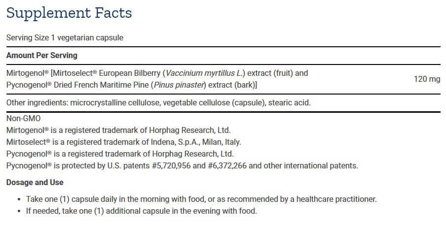 Life Extension Eye Pressure Support with Mirtogenol Ingredients