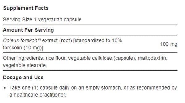 Life Extension Forskolin Ingredients