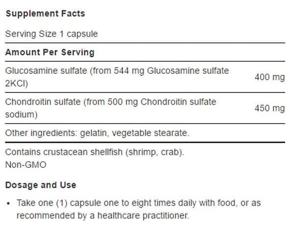 Life Extension Glucosamine/Chondroitin Capsules Ingredients