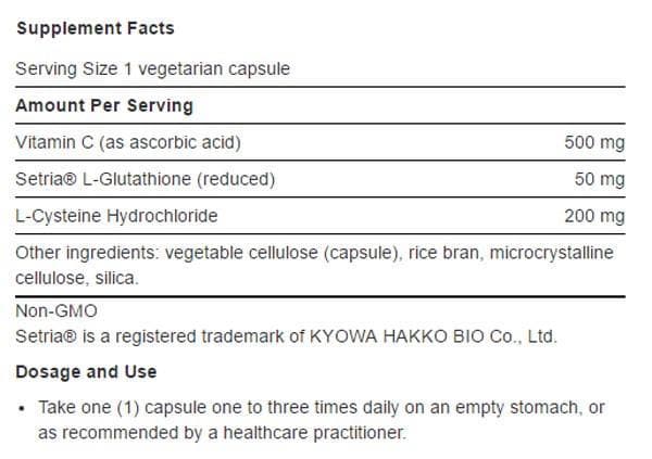 Life Extension Glutathione, Cysteine & C Ingredients