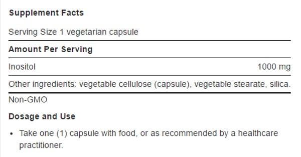 Life Extension Inositol Caps Ingredients