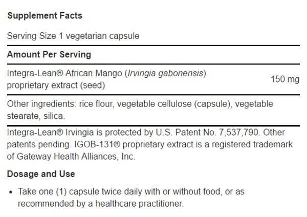 Life Extension Integra-Lean Ingredients
