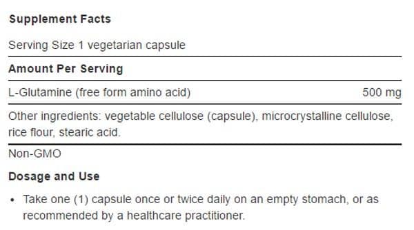 Life Extension L-Glutamine Ingredients