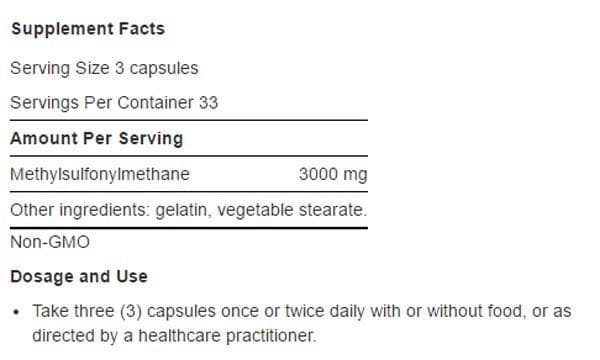 Life Extension MSM Ingredients