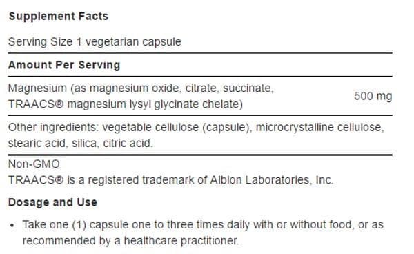 Life Extension Magnesium Caps Ingredients