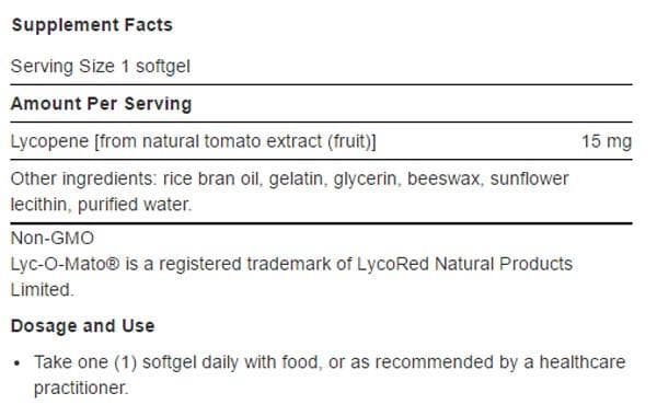 Life Extension Mega Lycopene Ingredients