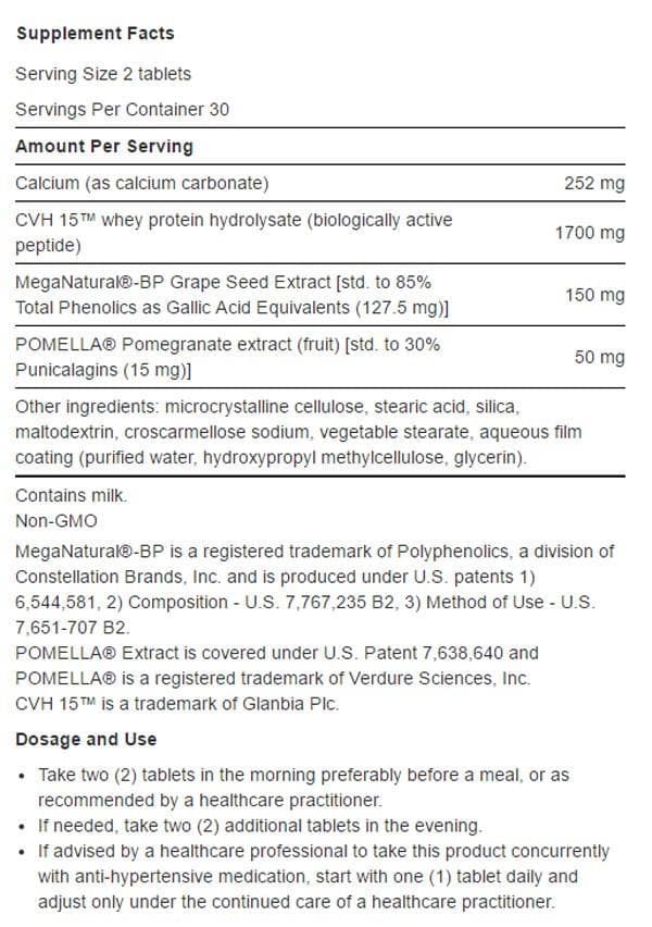 Life Extension Natural BP Management Ingredients
