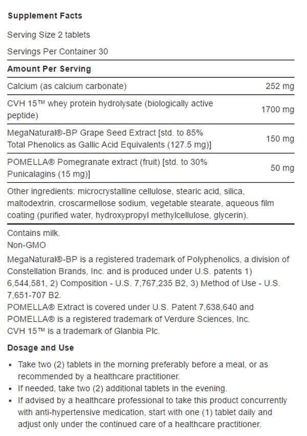 Life Extension Natural BP Management Ingredients