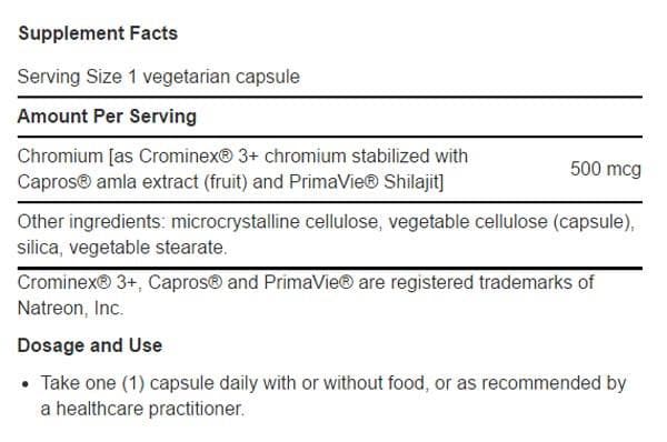 Life Extension Optimized Chromium with Crominex 3+ Ingredients