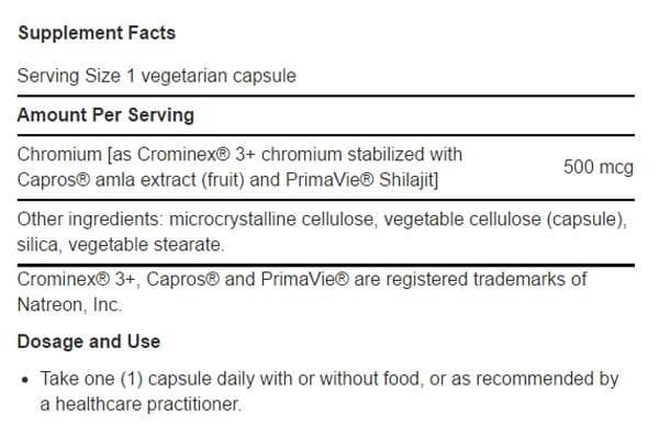 Life Extension Optimized Chromium with Crominex 3+ Ingredients