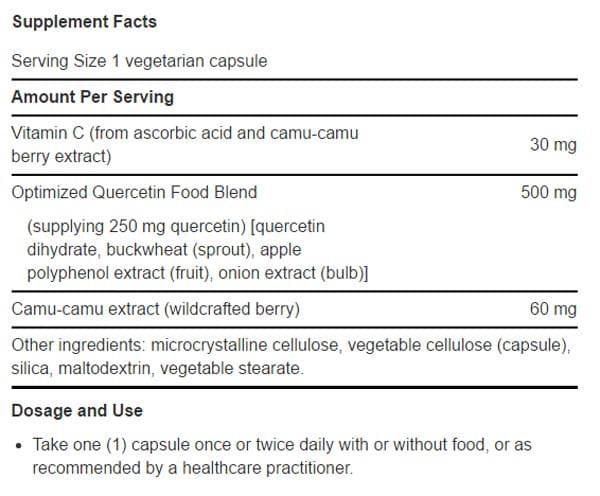 Life Extension Optimized Quercetin Ingredients