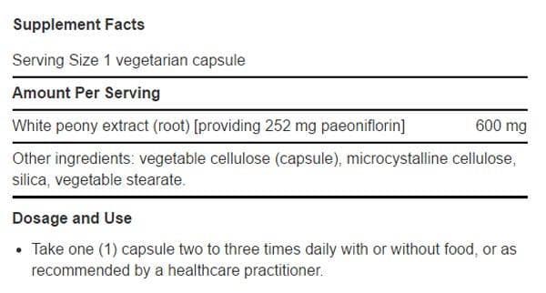 Life Extension Peony Immune Imgredients