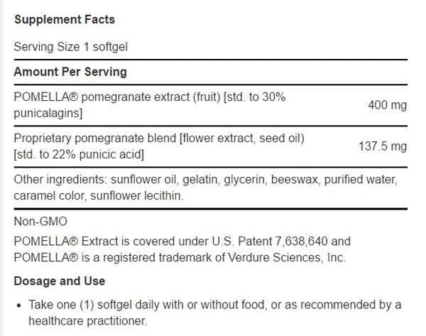 Life Extension Pomegranate Complete Ingredients