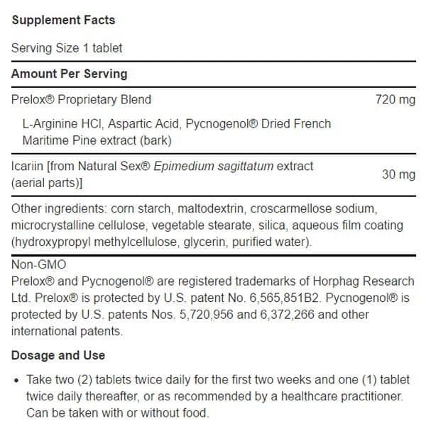 Life Extension Prelox Natural Sex for Men Ingredients