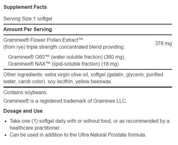 Life Extension Triple Strength ProstaPollen Ingredients