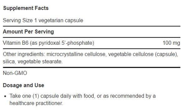 Life Extension Pyridoxal 5'-Phosphate Caps Ingredients