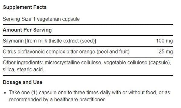 Life Extension Silymarin Ingredients