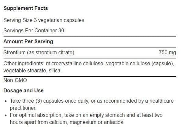 Life Extension Strontium Caps Ingredients