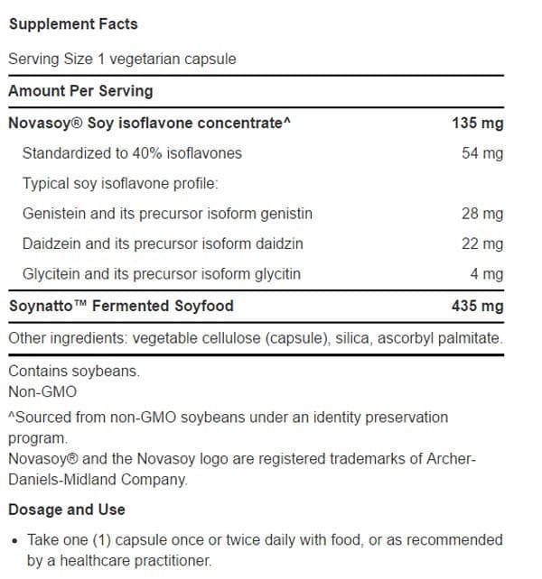 Life Extension Super Absorbable Soy Isoflavones Ingredients