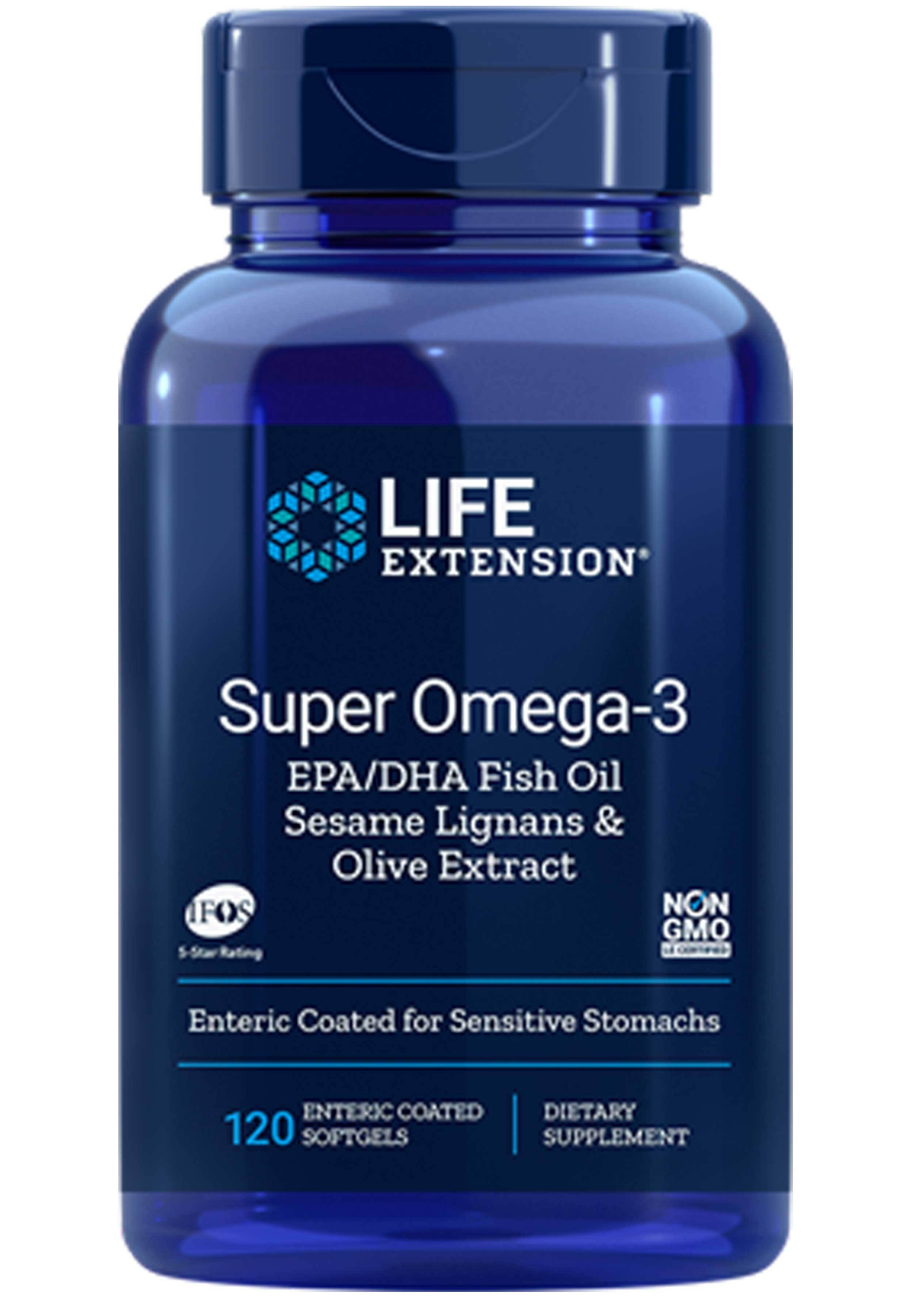 Life Extension Super Omega-3 EPA/DHA Fish Oil, Sesame Lignans & Olive Extract
