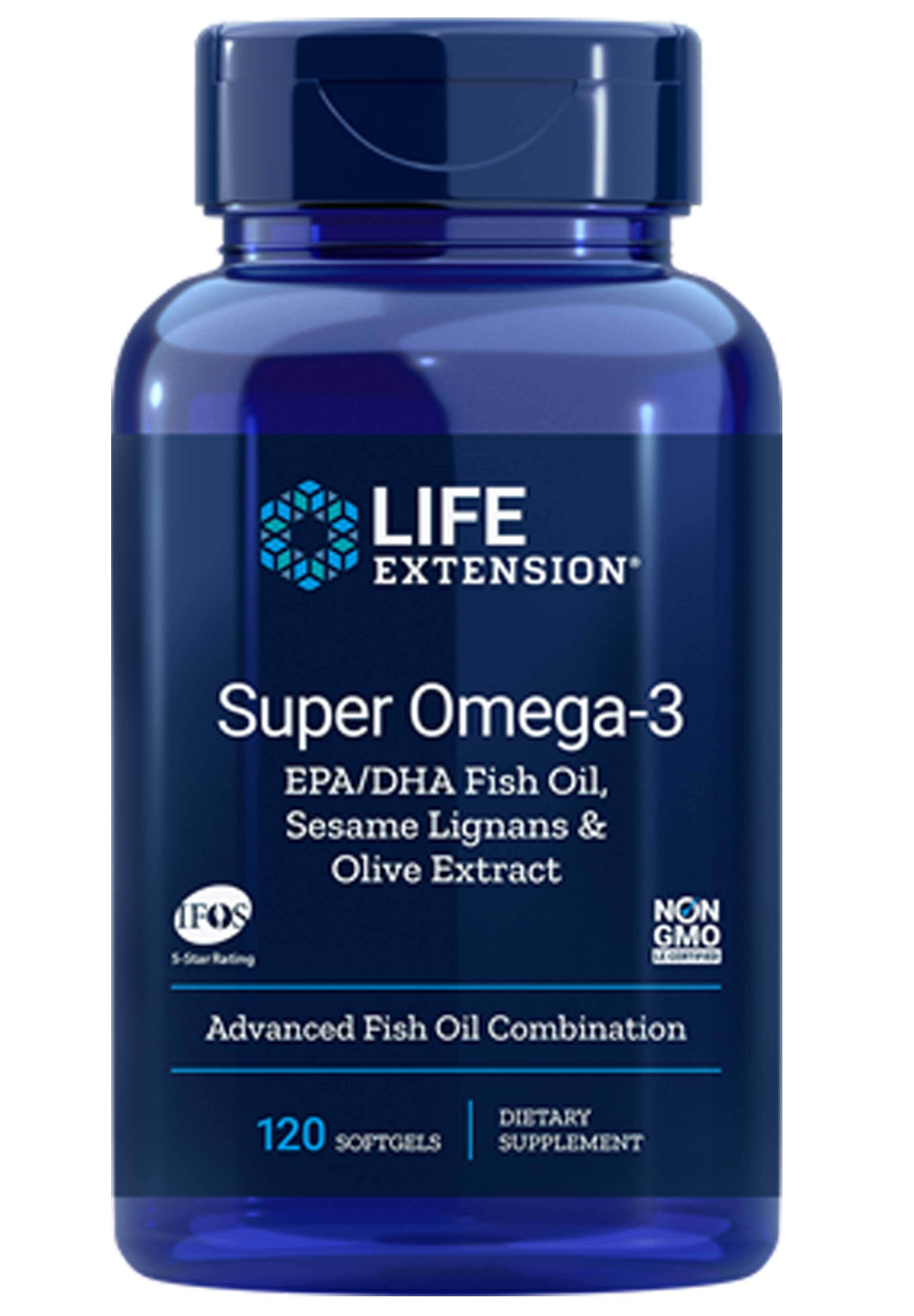 Life Extension Super Omega-3 EPA/DHA Fish Oil, Sesame Lignans & Olive Extract