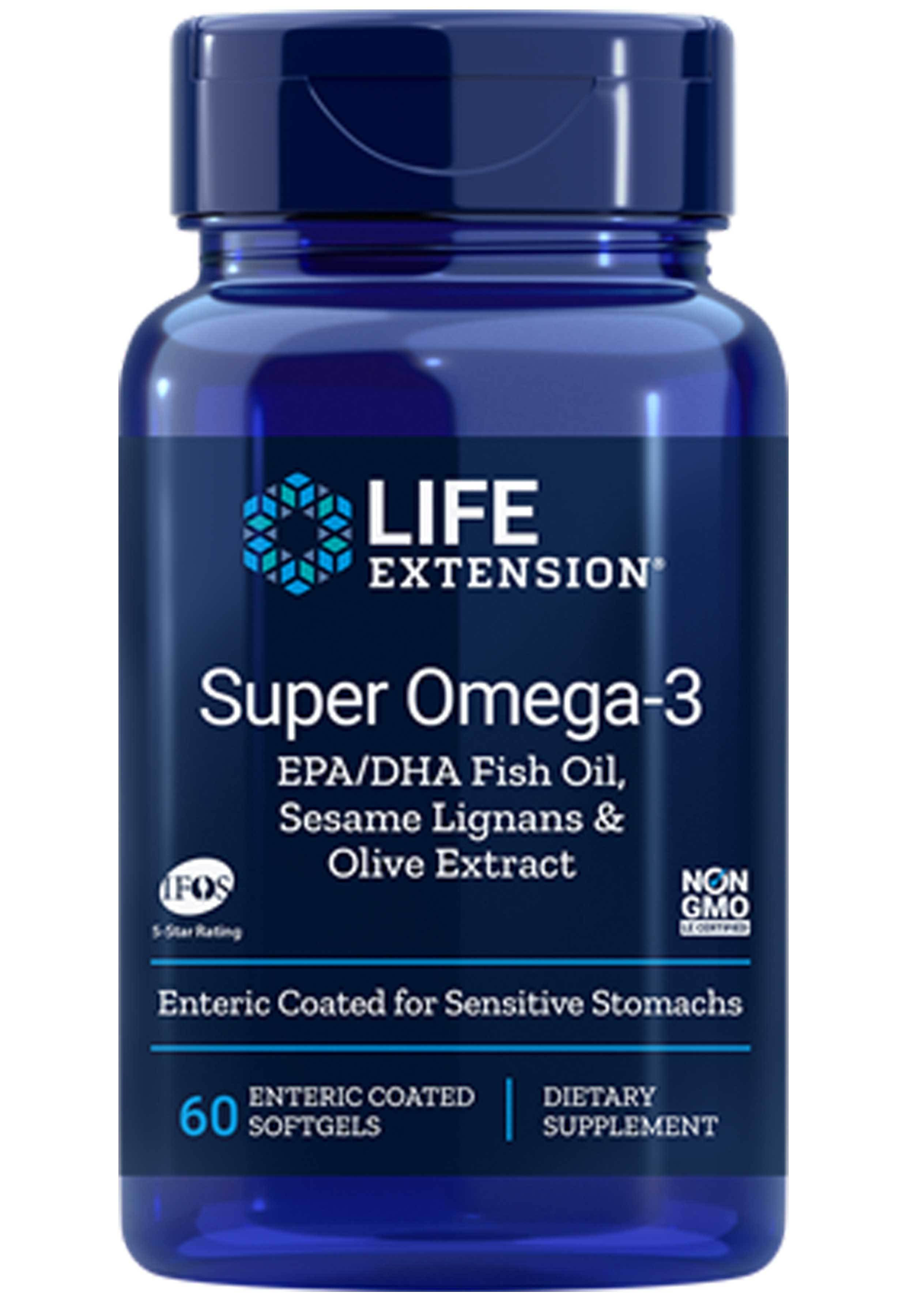 Life Extension Super Omega-3 EPA/DHA Fish Oil, Sesame Lignans & Olive Extract