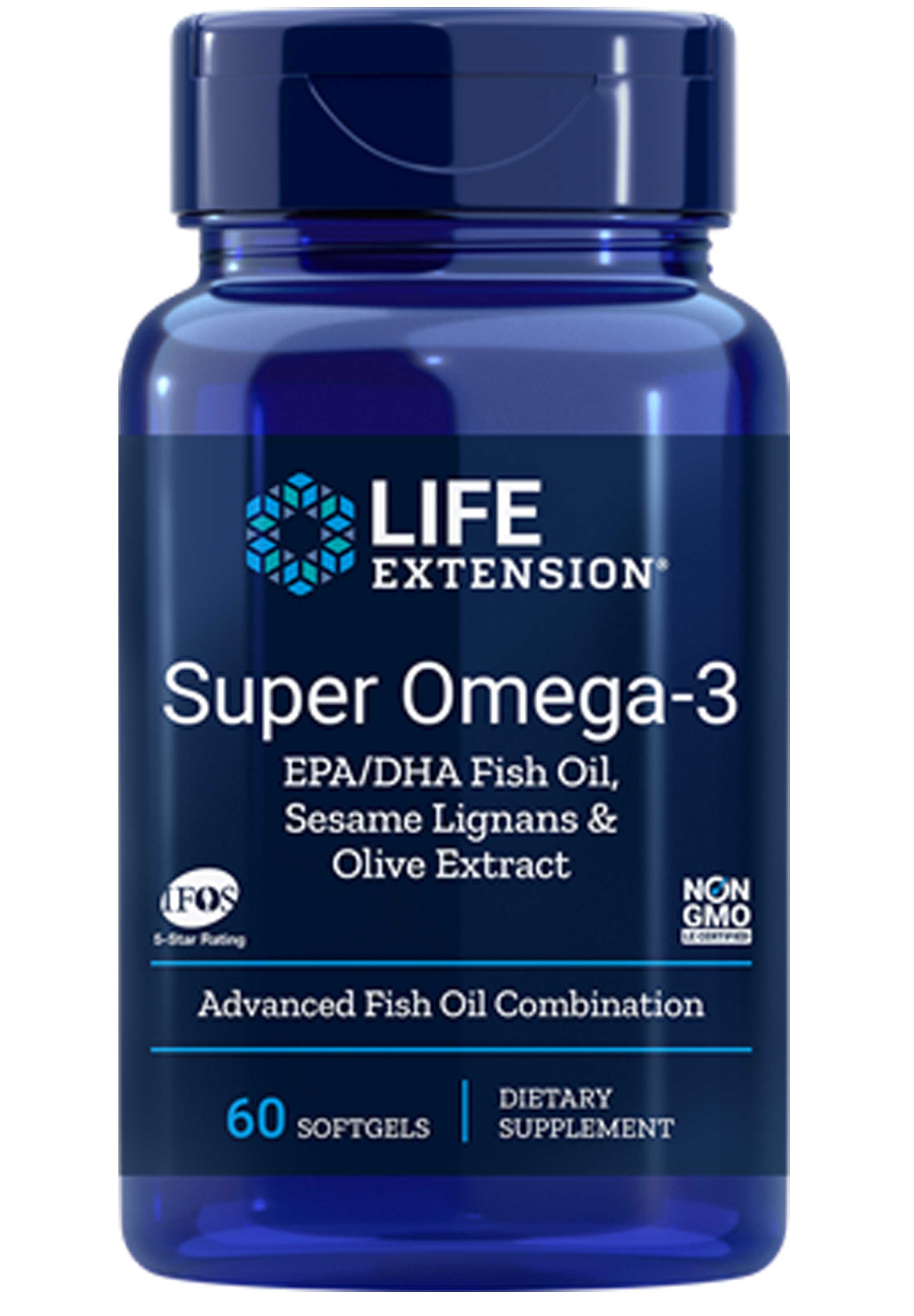 Life Extension Super Omega-3 EPA/DHA Fish Oil, Sesame Lignans & Olive Extract