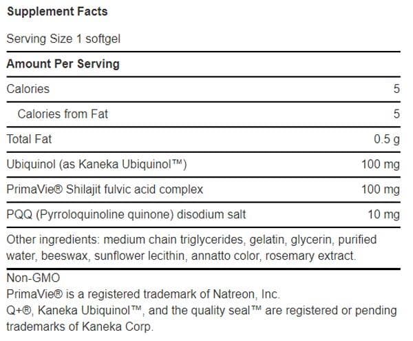 Life Extension Super Ubiquinol CoQ10 with PQQ Ingredients