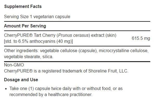 Life Extension Tart Cherry Extract Ingredients