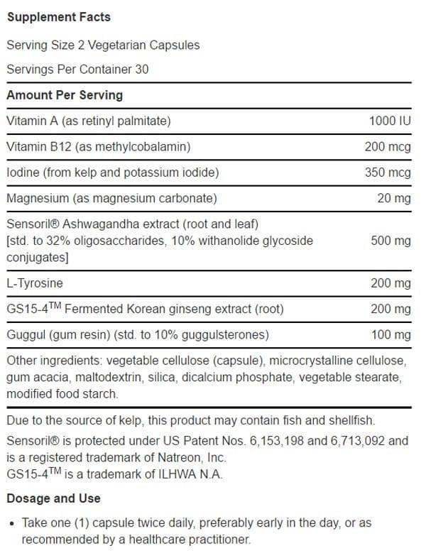 Life Extension Triple Action Thyroid Ingredients