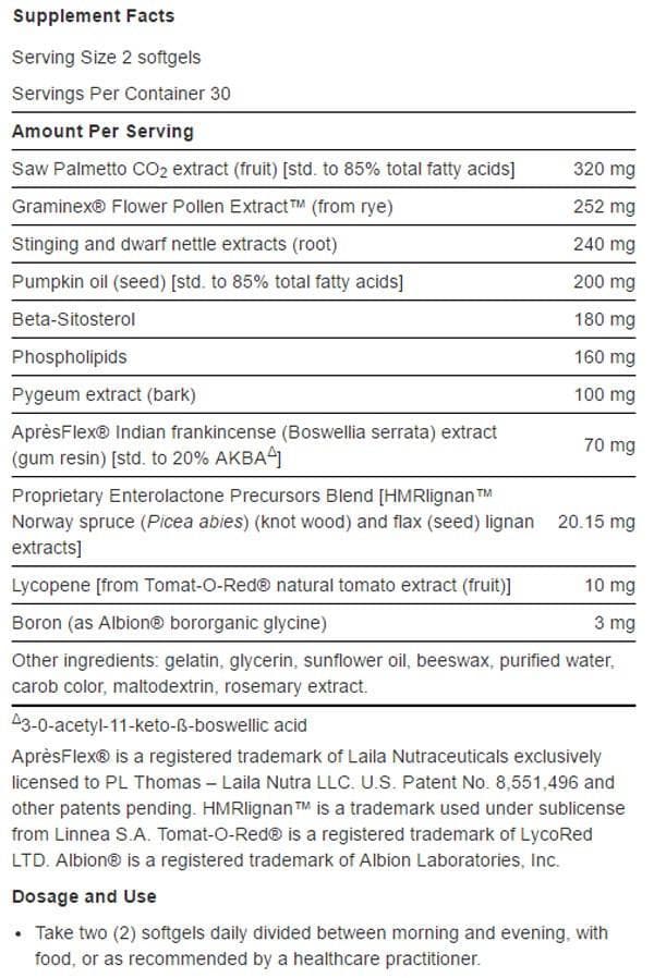 Life Extension Ultra Natural Prostate Ingredients