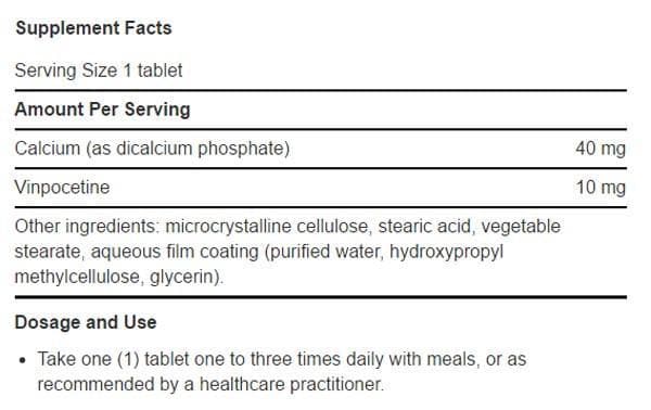 Life Extension Vinpocetine Ingredients