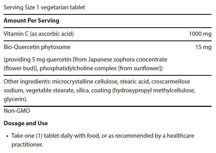 Life Extension Vitamin C and Bio-Quercetin Phytosome Ingredients