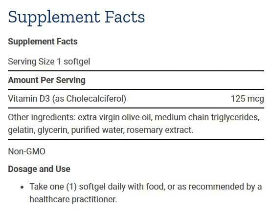 Life Extension Vitamin D3 Ingredients