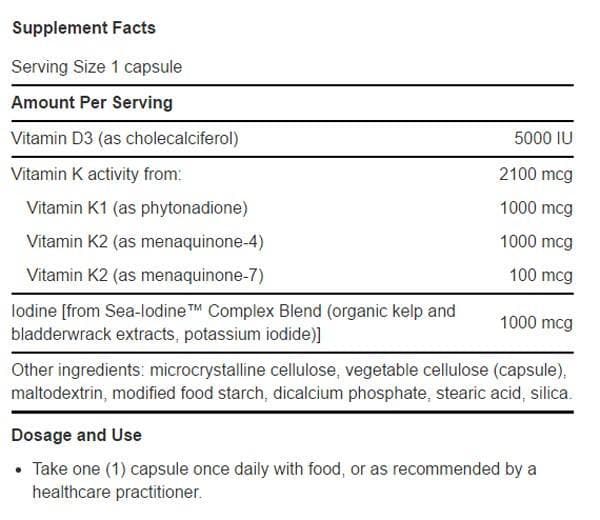 Life Extension Vitamins D and K with Sea-Iodine Ingredients