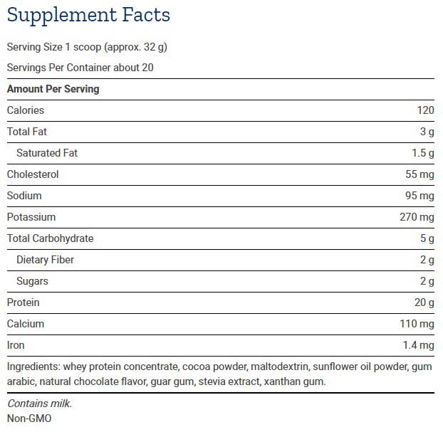 Life Extension Wellness Code Whey Protein Concentrate Chocolate Inbredients
