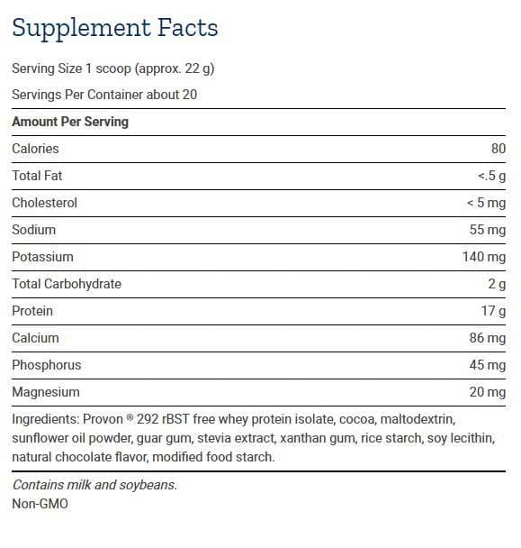 Life Extension Whey Protein Isolate Chocolate Ingredients
