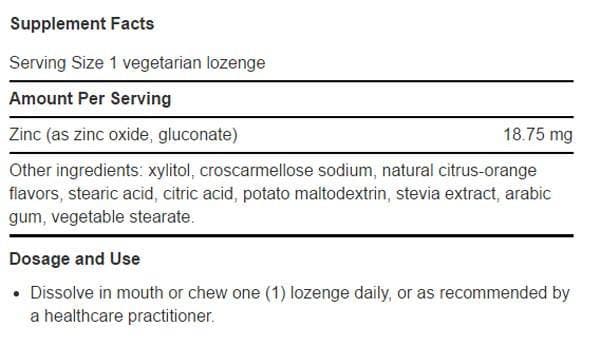 Life Extension Zinc Lozenges Ingredients