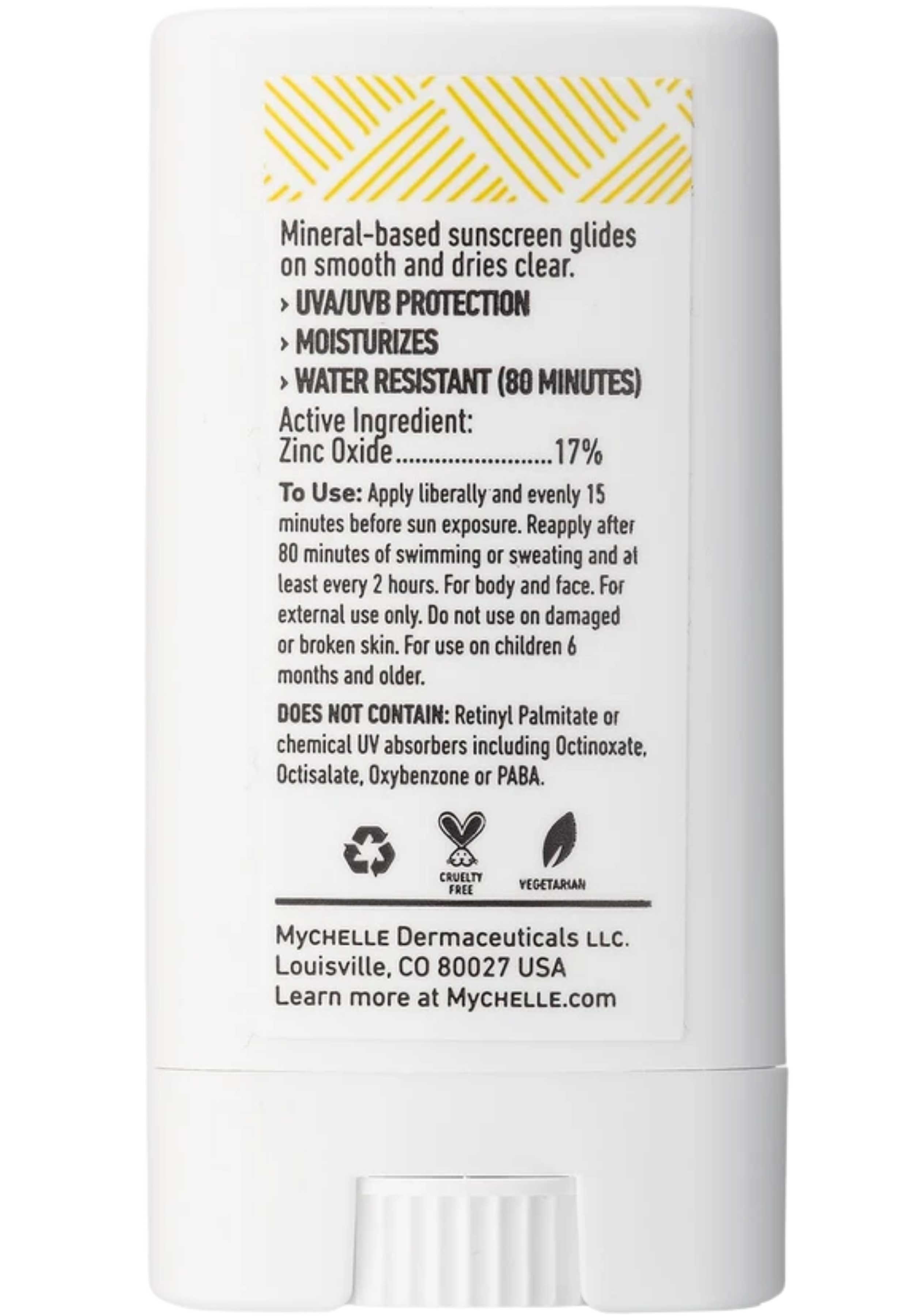 MyChelle Dermaceuticals Sun Shield Stick SPF 50 Ingredients