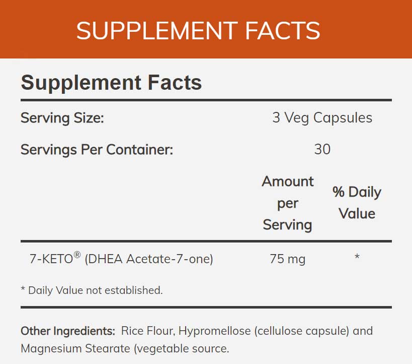 NOW 7-KETO Ingredients