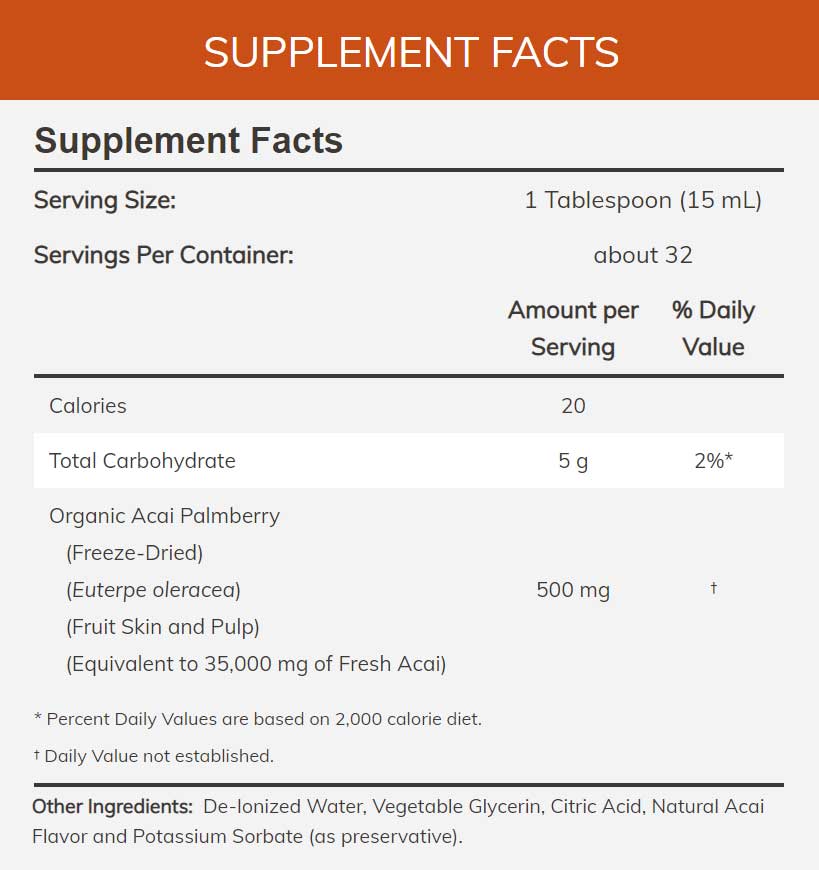NOW Acai Liquid Concentrate Ingredients