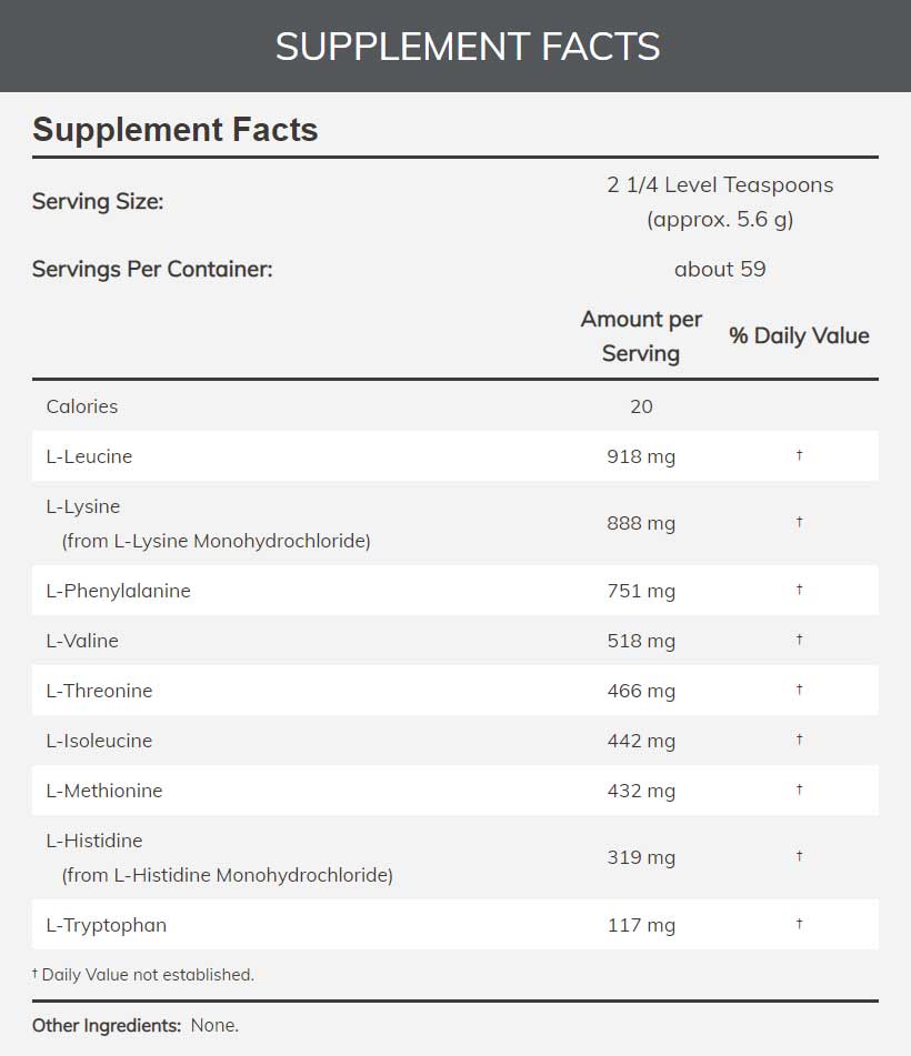 NOW Sports Amino-9 Essentials Powder Ingredients