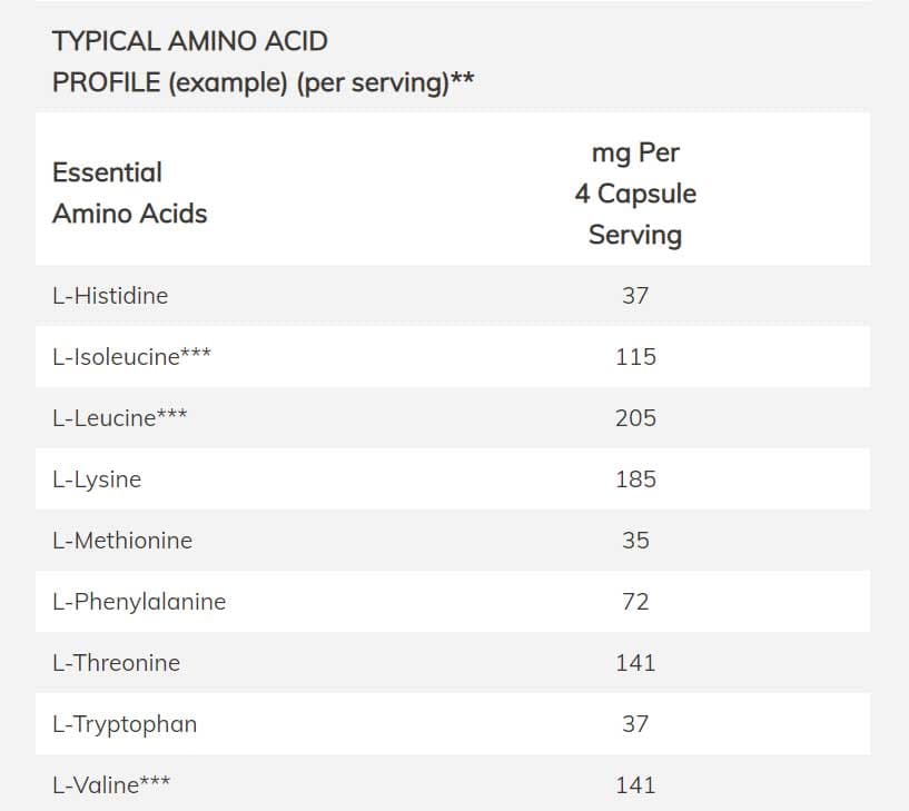 NOW Sports Amino Complete Ingredients