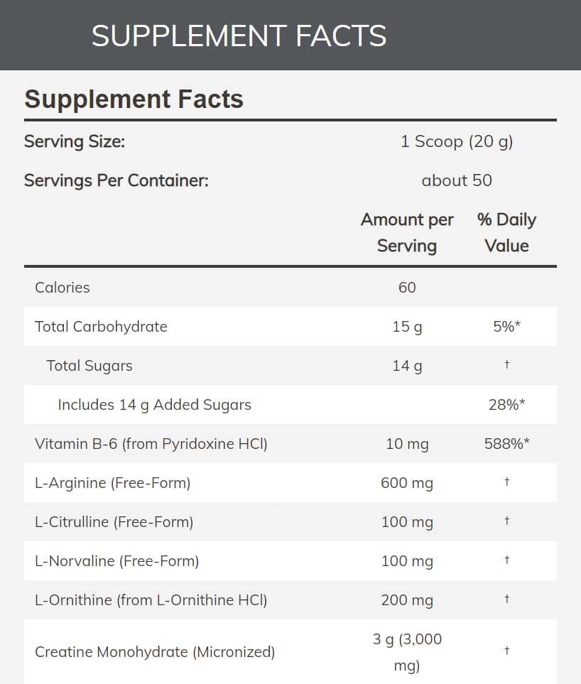 NOW Sports Arginine Stack (Formerly Arginine Power Super Stack) Ingredients
