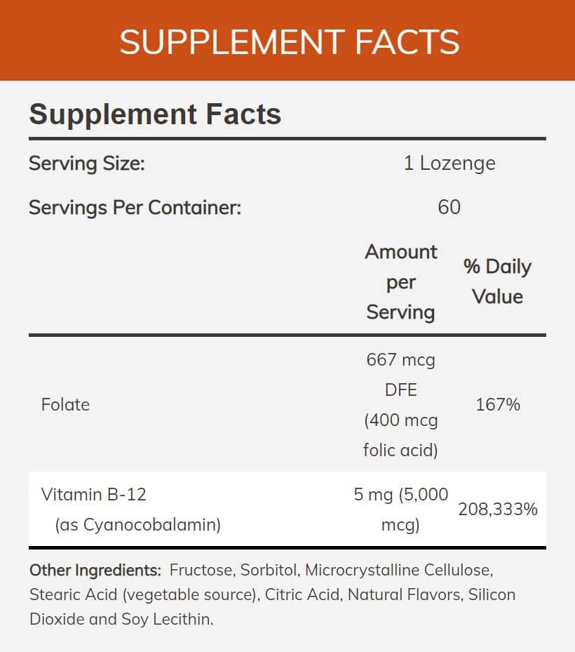 NOW B-12 5000 mcg Ingredients