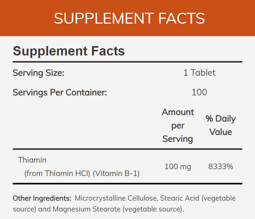 NOW B-1 100 mg Ingredients
