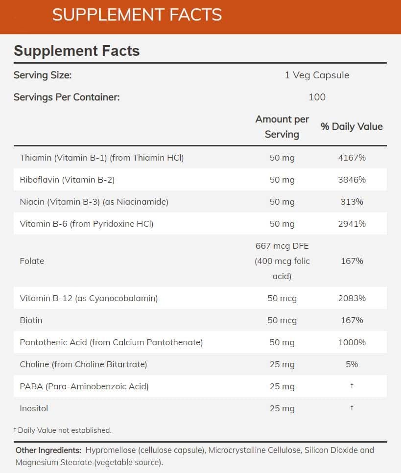 NOW B-50 Ingredients