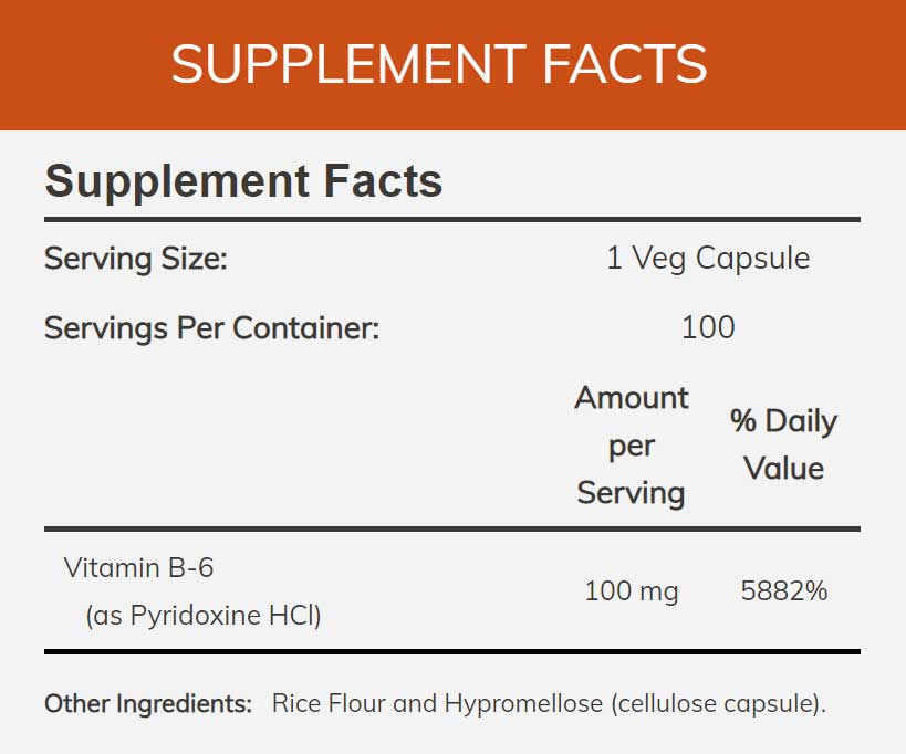 NOW B-6 100 mg Ingredients