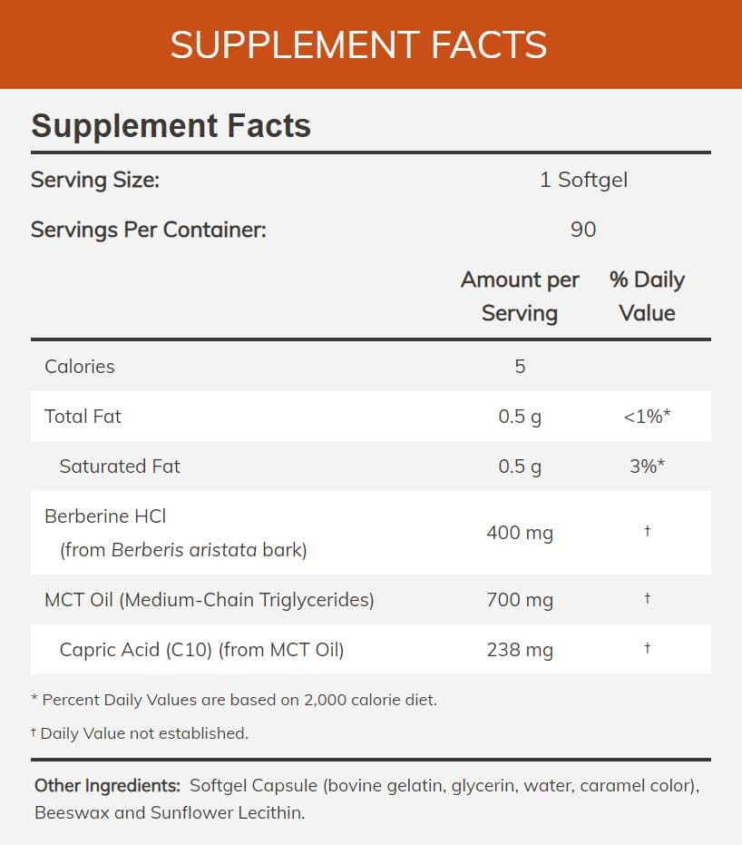 NOW Berberine Glucose Support Ingredients